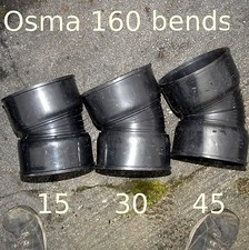150mm 15, 30 & 45DEG. BENDS - OSMA 'TWIN WALL' DRAIN DRAINAGE FITTING