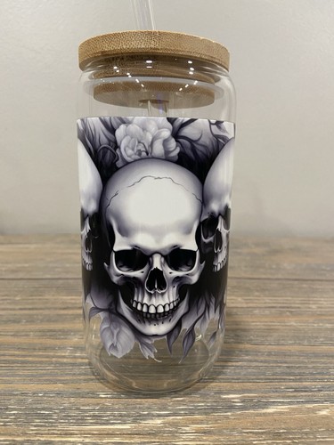 Skulls flowers oz glass - &,