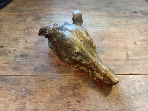 Antique bronze greyhound dog - greyhound,