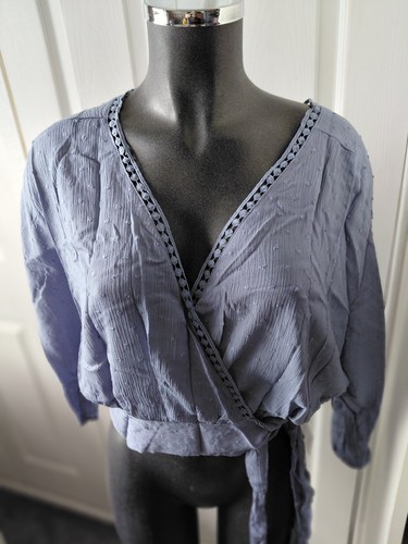 Blue surplice tie waist - surplice,