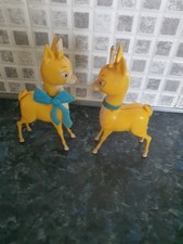 2 RARE VINTAGE 70'S PLASTIC BABYCHAM DEER DRINKS HOME BAR PUB ADVERTISING FIGURE