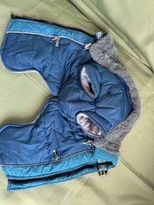 Blue Quilted Dog Coat Fleece Lined size S