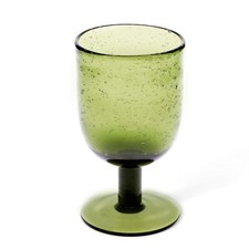 Rex London Stemmed Hand blown bubble glass - Olive green