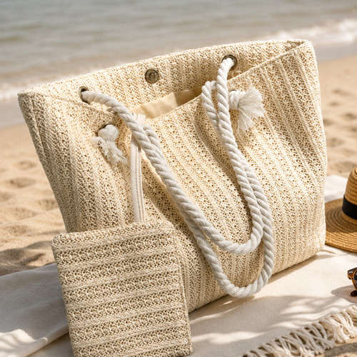Large straw beach tote - beach,
