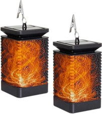 2x Decoexpress Solar Flame Effect LED Table Lamps – Outdoor Flickering Lanterns