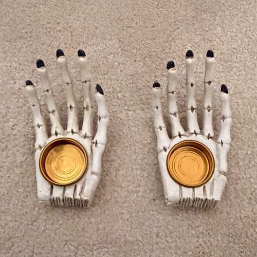 Pair skeleton hand resin tea - skeleton,