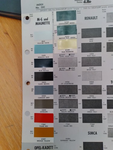 1970 magnette paint chip - mg,