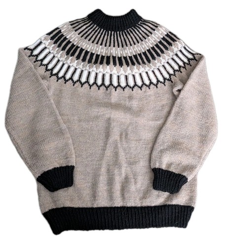 Hand knit sweater - sweater, tan