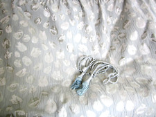 Beautiful Pair of lined duck egg blue brocade curtains,  with Tie backs, Tulips