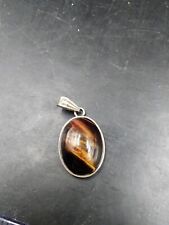 Vintage 835 Silver Tigers Eye Pendant Slight Lacquer Peel