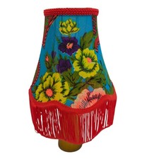 Ceiling/ Table Lamp Shade With Fringe Boboboom France Shabby Chic Red 24cmx14cm