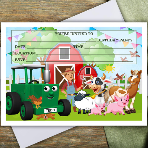 Tractor ted party - tractor, invitations