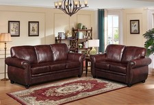 Brown Leather 3 Seater + 2