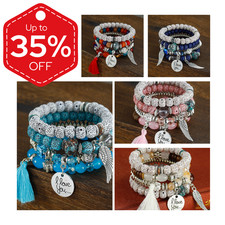 4Pcs Set Boho Tassel Crystal