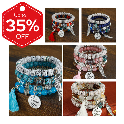 4pcs set boho tassel crystal - set,