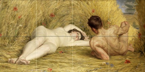 Flowers wheat nude girl - , a