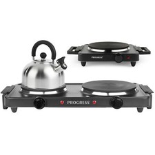 Progress Twin Hot Plate Electric Portable Tabletop Cooker/Hob(Damaged Packaging)
