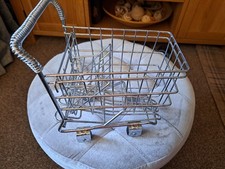 Vtg Mini Chrome Shopping Trolley / Cart / Decor / Fruit , Veg