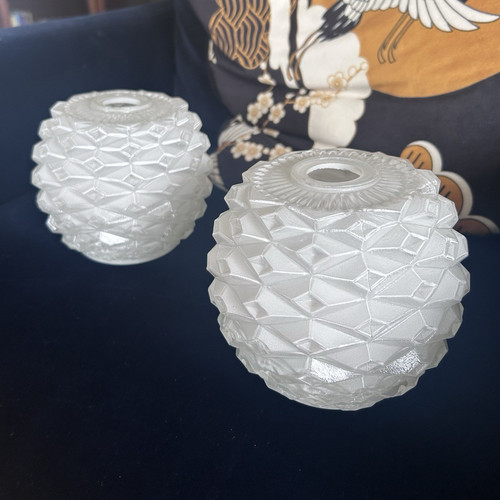 Pair milk glass globe - pair, (white)