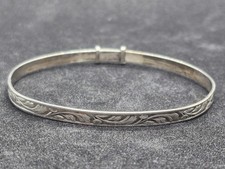 WJS Silver Expanding Baby Bangle for Christening