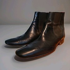 Jeffery West BLACK LINE Brogue Mens Black Leather Chelsea Boots UK 8 