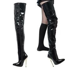 5.5" Black Latex Platform Sexy Thigh High Mens Drag Queen Crossdresser Boots L