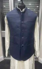 Men Eid party Wedding Waistcoat Nehru jacket suiting plain fabric Indian pak