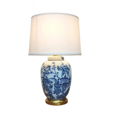 Blue ceramic lamp - blue,