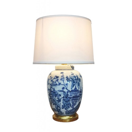 Blue ceramic lamp - blue, gold