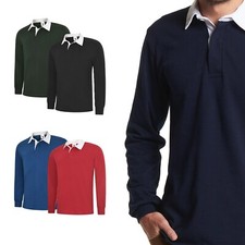 Mens Classic Rugby Shirt Size XS to 3XL - 100% COTTON SPORT WORK LESIURE