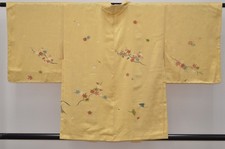 Haori53 Japanese Vintage Silk Haori Kimono Jacket  Handpaint Plum BlossomGingko