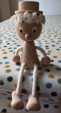 Cute Wooden Man with Rope Arms & Legs and String Hair - Excellent Condition