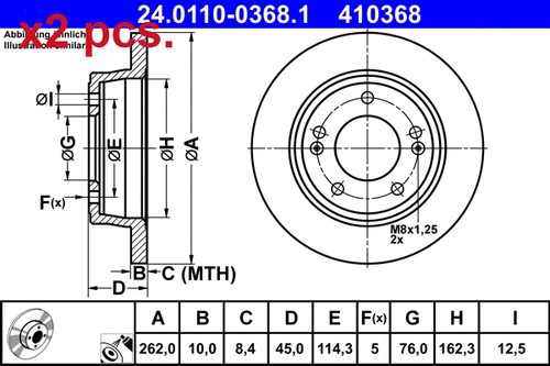 Pcs rear brake disc - x2,