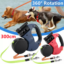 For Pet 2 Dog 50 Pounds 360° Retractable Lead Leash Double Tangle Dual Doggie UK