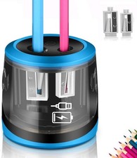 ARPDJK Electric Pencil Sharpener 2 Hole Heavy Duty Automatic USB Battery Big Bin