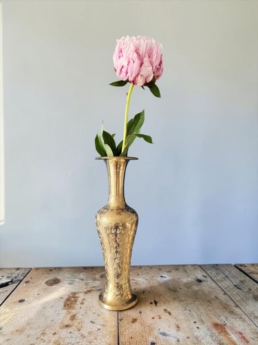 Vintage indian brass vase - indian,
