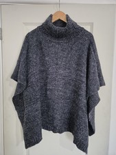 M&S Knitted Poncho Navy Marl