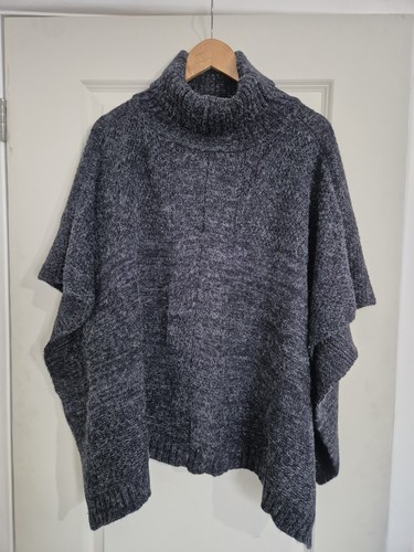 Knitted poncho navy marl - m&s,