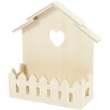 Light Wood House Shaped Shelf Hanging Decoration Painting Crafts 16.5x13x5.5 cm