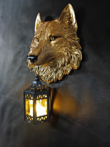 Large resin copper wolf - resin, head