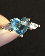 Vintage Style Blue Topaz And White Gems Ring 18K White Gold Plated