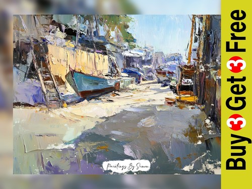 Impressionist impasto boat - impressionist,