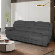 3 Seater Reclining Sofa with USB Power Grey Electric Recliners NAPOLI