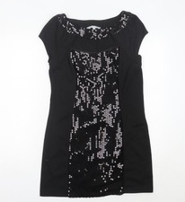 Red Herring Women’s Black Sequin Short Sleeve Bodycon Dress Size 14