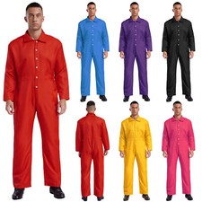 Mens Rompers Heavy Duty Overalls Collar Jumpsuit Work Coverall Workshop Worker