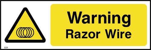 Warning razor wire sign - razor,