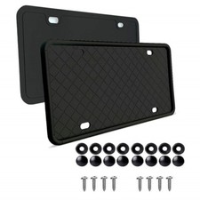 Car License Plate Frame Cover Front Rear USA Accessories Holder Black Silicone