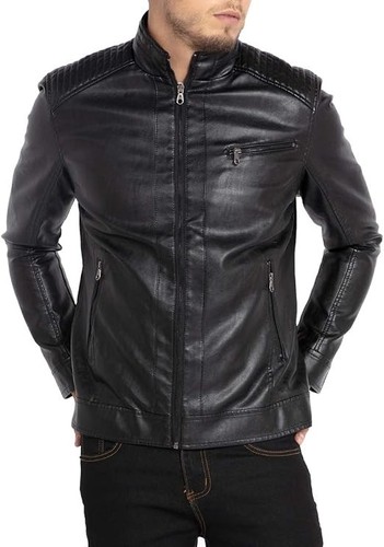 Mens stand collar leather - mens,