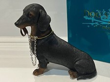 Black and Tan Sitting Walked Daschund Ornament Dog Figurine Gift Present