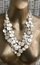 M&S Multi Row Shell Necklace Hippy Beach Surf Boho Ethnic Festival Wedding 